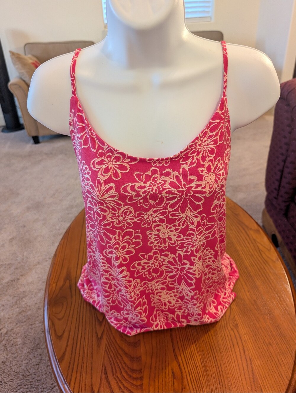 Gilli Pink Floral Spaghetti Strap Lined Top - Size S - NEW